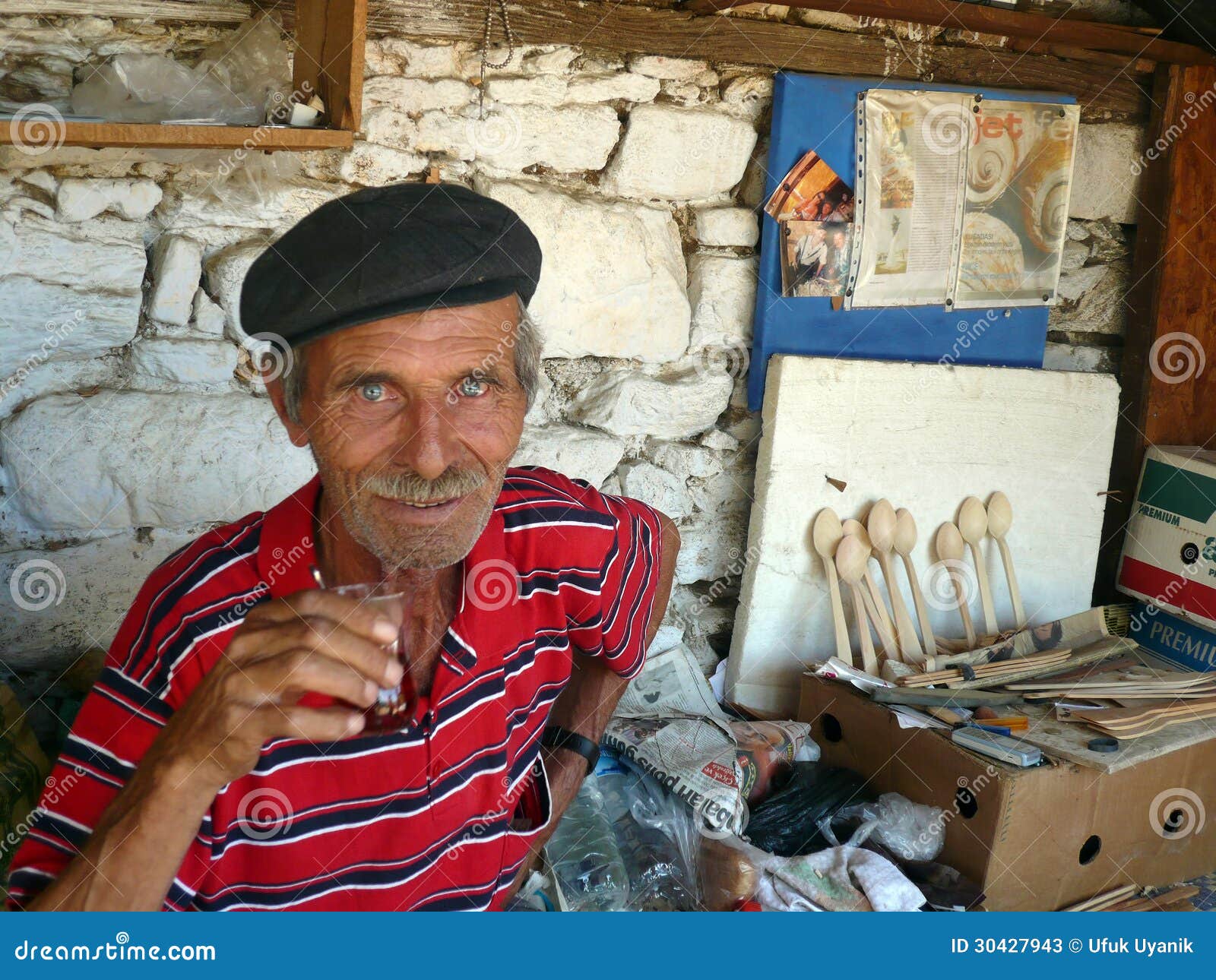 Local Old Craftsman Drinking Tea Editorial Stock Photo - Image of