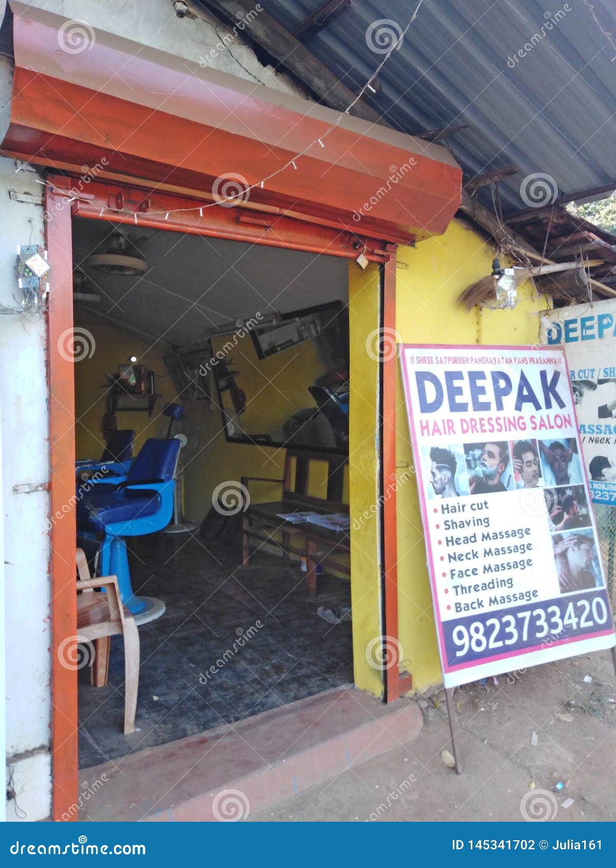 Indian Hairdressers In Morjim Village Goa India Editorial