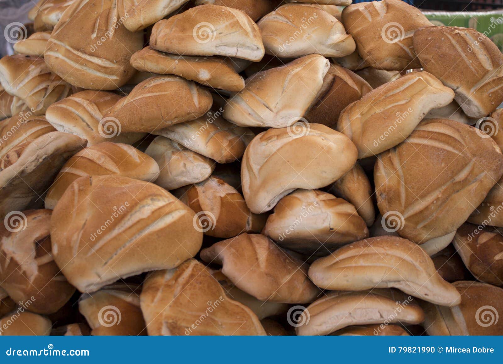 local traditional andean bread in arequipa, peru called `pan de 3 puntas`