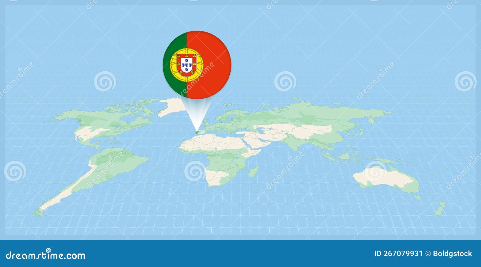 Vetores de Localização De Portugal No Mapamúndi Marcada Com O