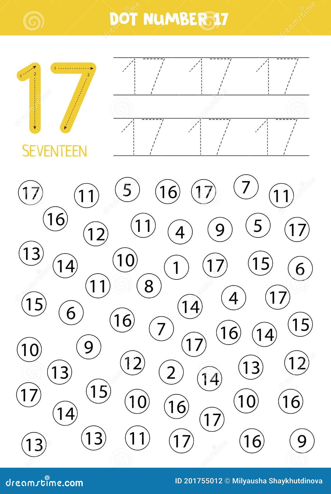Localizar E Colorir Número 17. Jogo De Matemática Para Crianças Ilustração  do Vetor - Ilustração de dezessete, folha: 201755012
