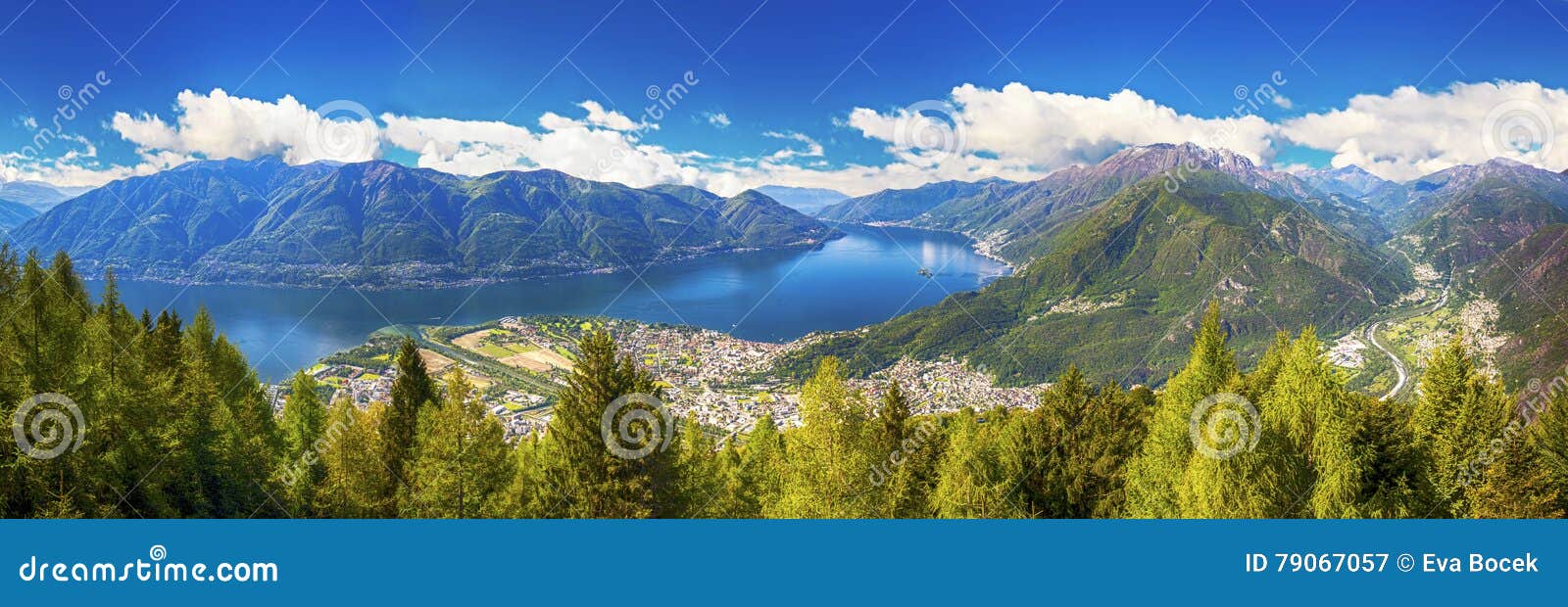 locarno city and lago maggiore from cardada mountain, ticino, switzerland