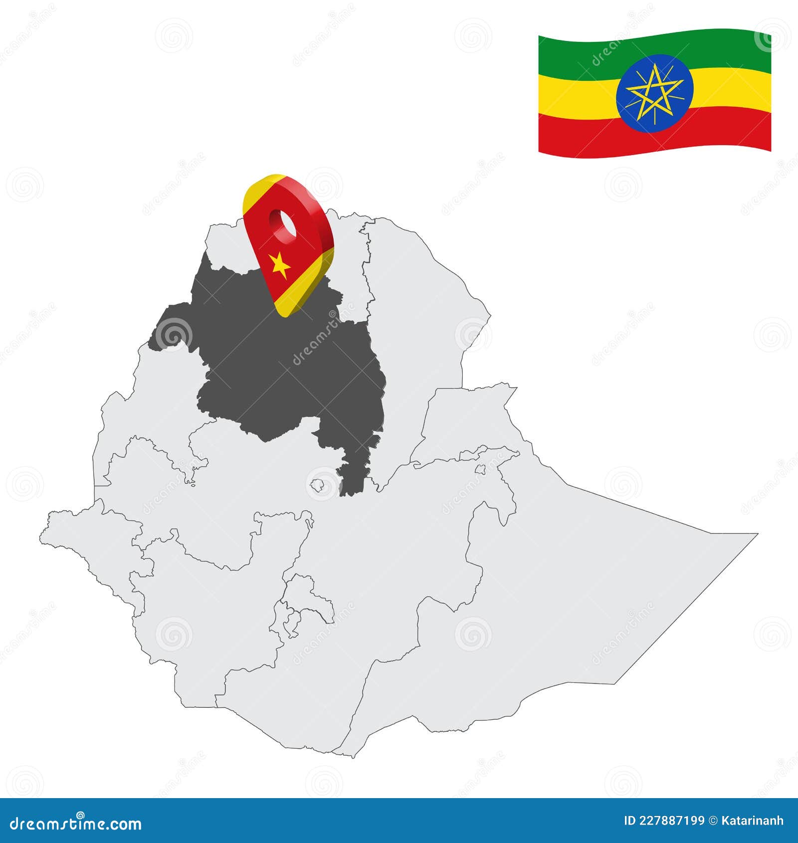 Location Amhara Region Map Ethiopia D Sign Similar To Flag Quality Provinces Your Design Eps Web 227887199 