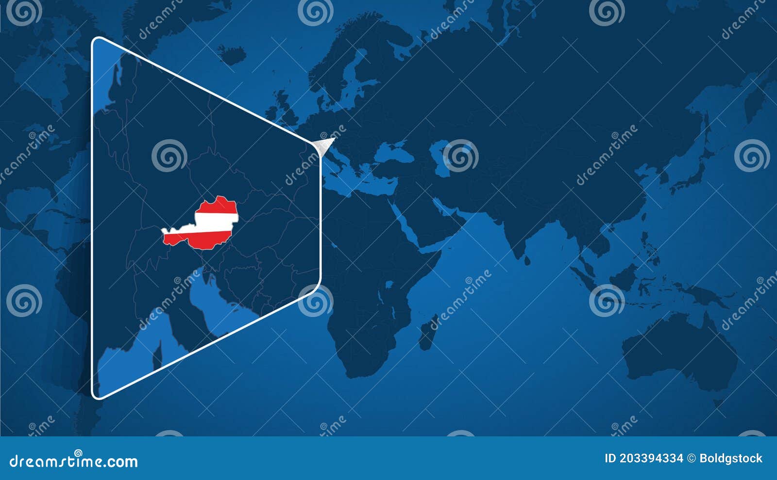 Location of Austria on the World Map with Enlarged Map of Austria with