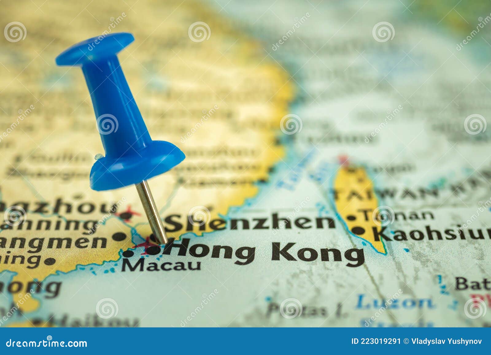Location Hong Kong Republic Of China Travel Map With Push Pin Point Marker Close Up Asia Journey Concept Stock Image Image Of Cartography Thumbtack 223019291