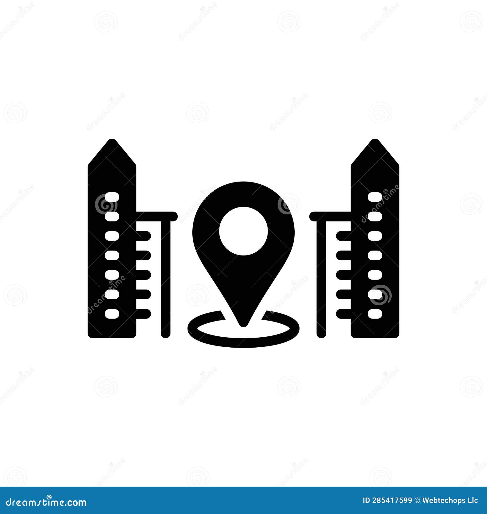 Black Solid Icon for Location, Gps and Spot Stock Vector Illustration