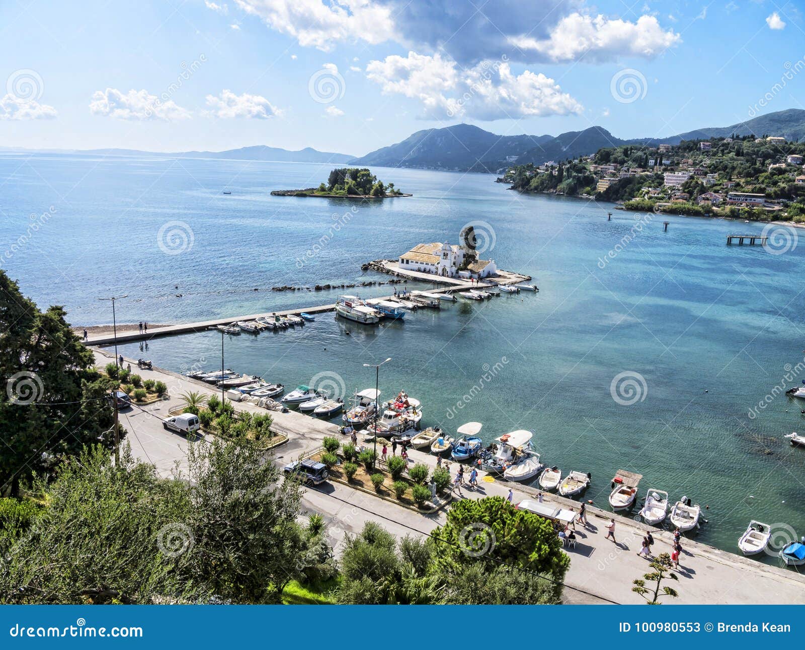 Kanoni, the Church of Panagia Vlacherna and the Mouse Island in the ...