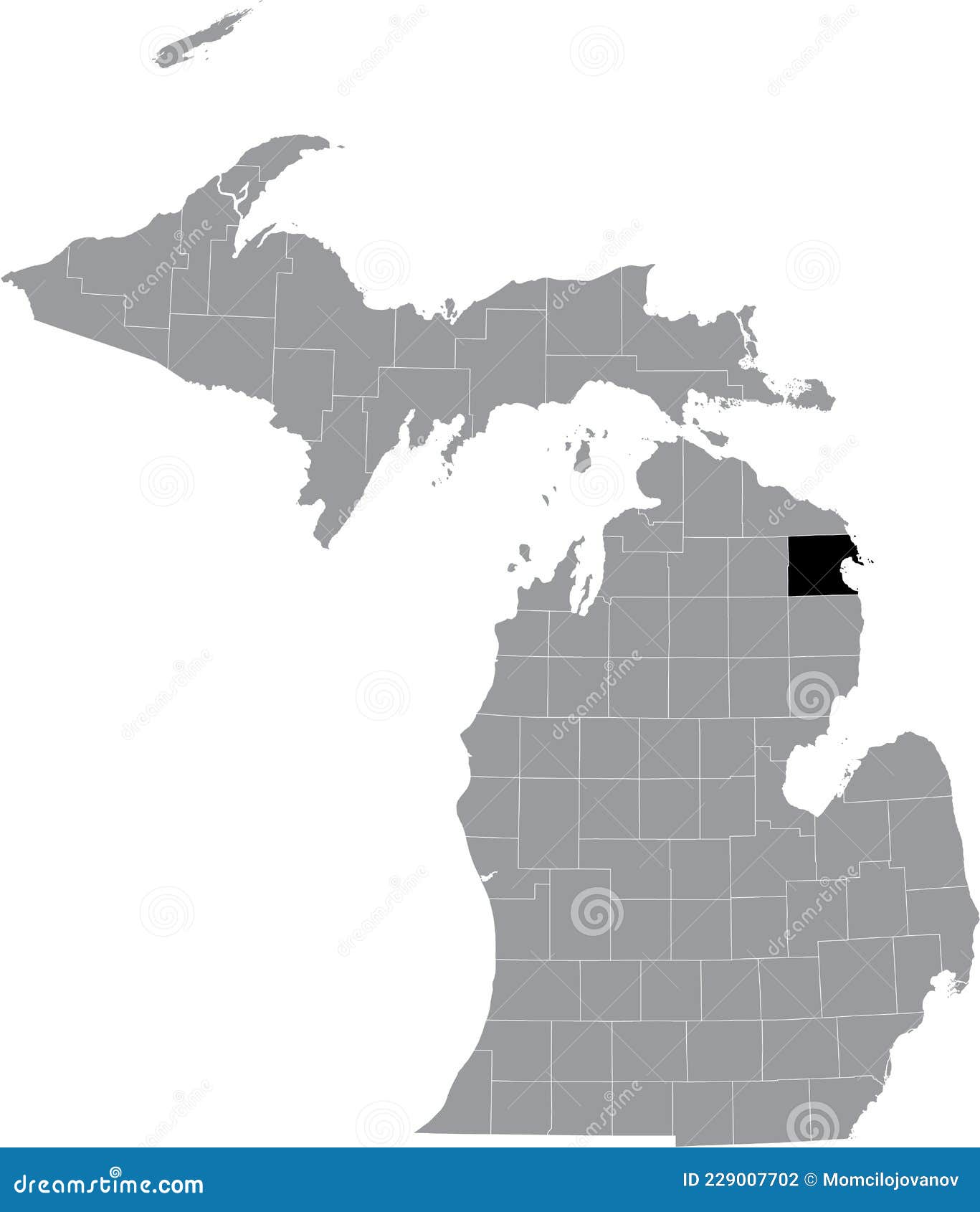 Location Map of the Alpena County of Michigan, USA Stock Vector Illustration of destinations