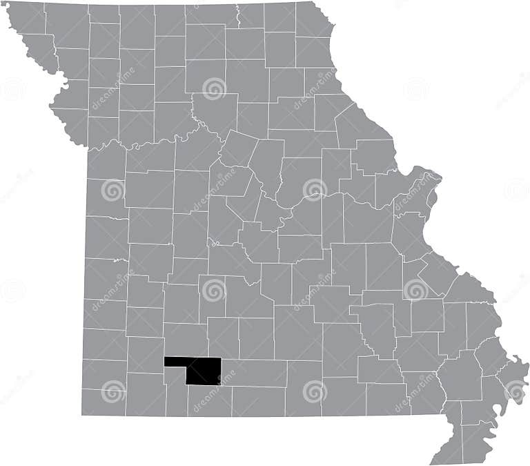 Location Map of the Christian County of Missouri, USA Stock Vector