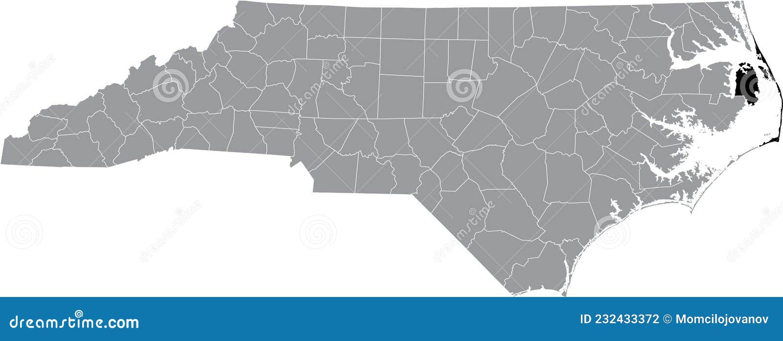 Location Map of the Dare County of North Carolina, USA Stock Vector