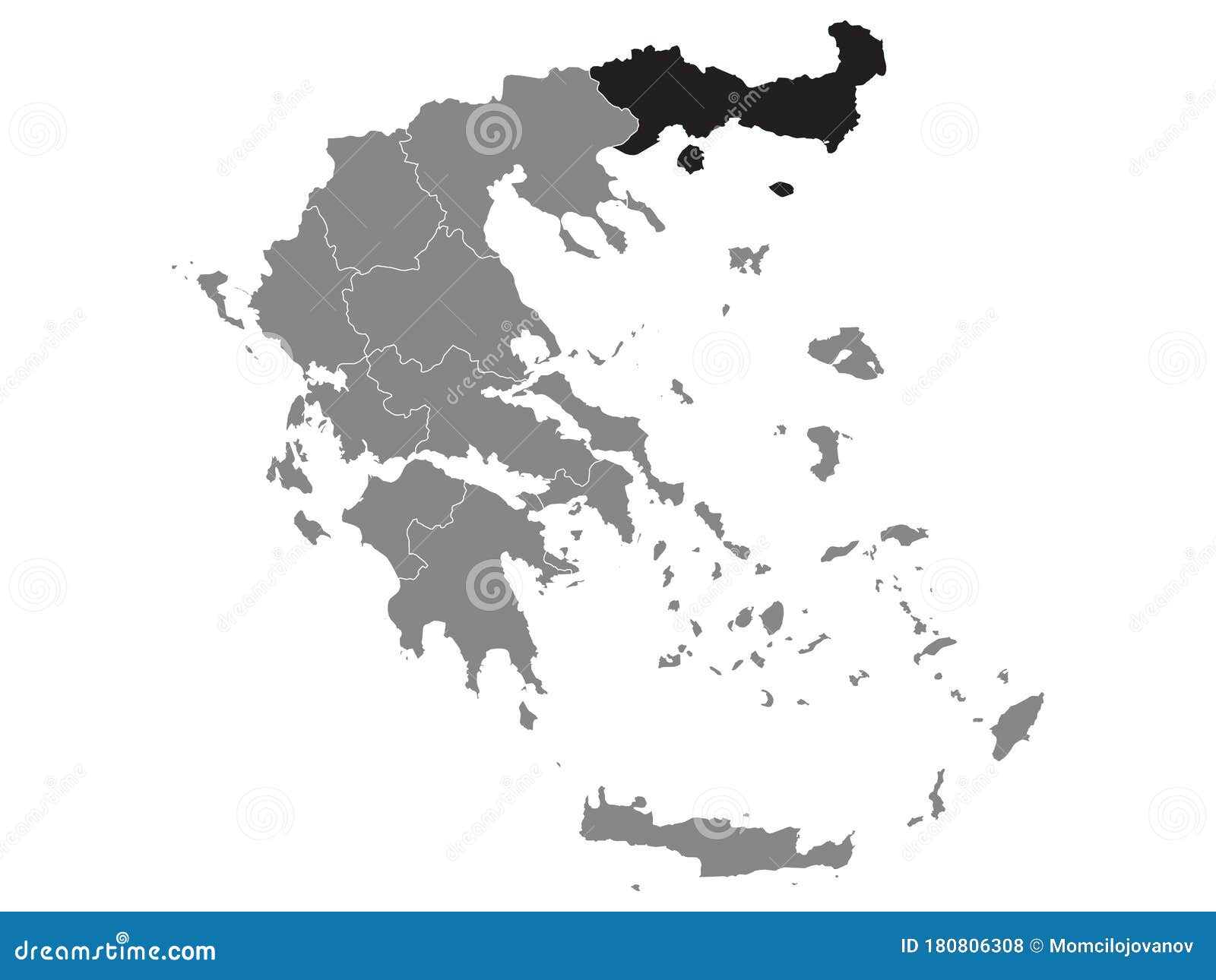 location map of east macedonia and thrace region