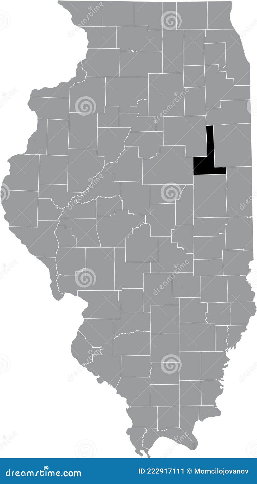 Location Map of the Ford County of Illinois, USA Stock Vector