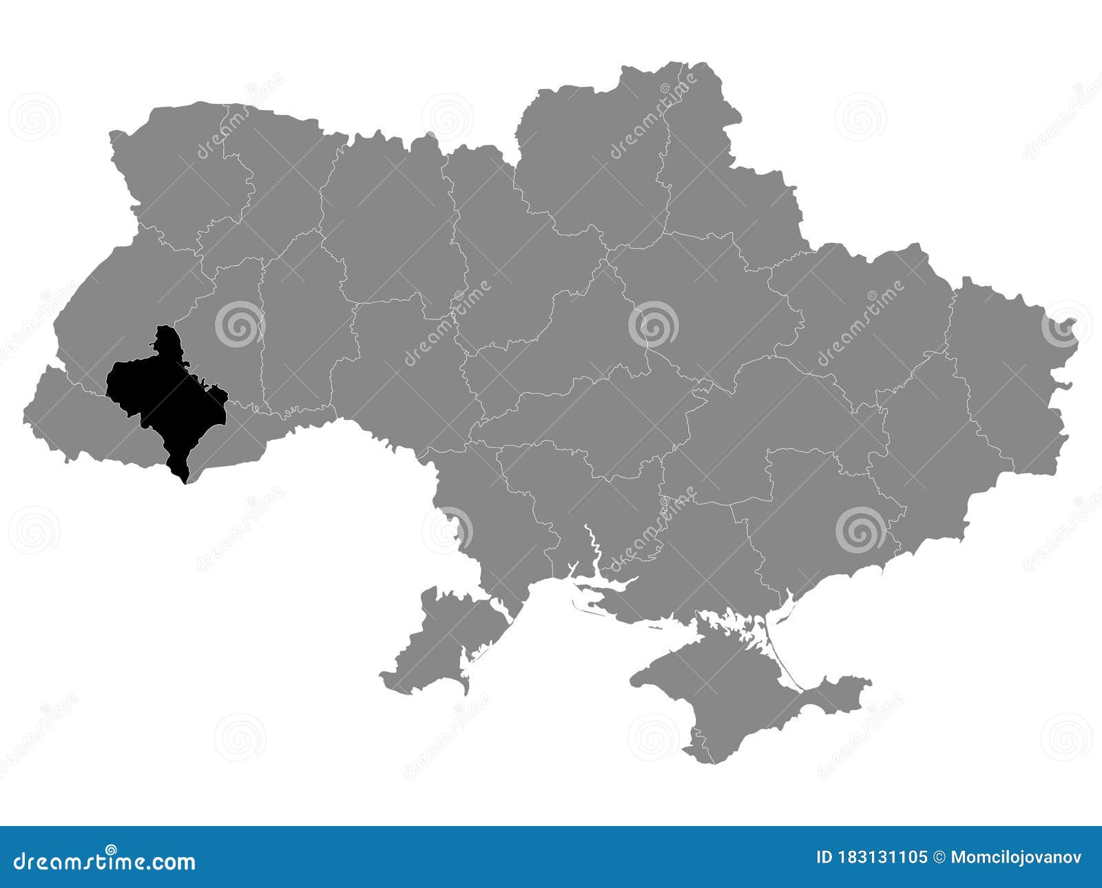 Location Map Ivano Frankivsk Region Oblast Black Location Map Ukrainian Region Oblast Ivano Frankivsk Grey Map 183131105 