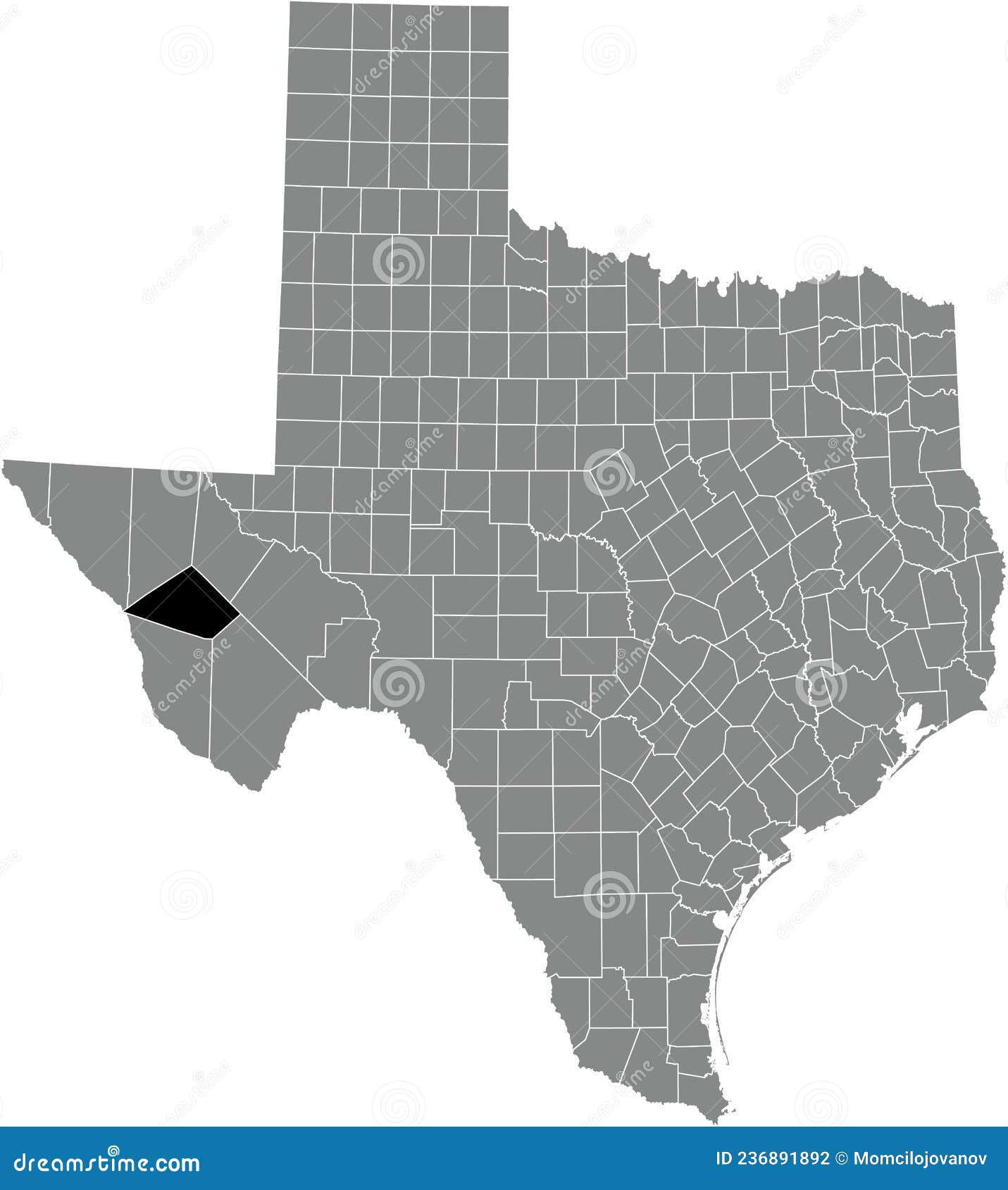 Location Map of the Jeff Davis County of Texas, USA Stock Vector