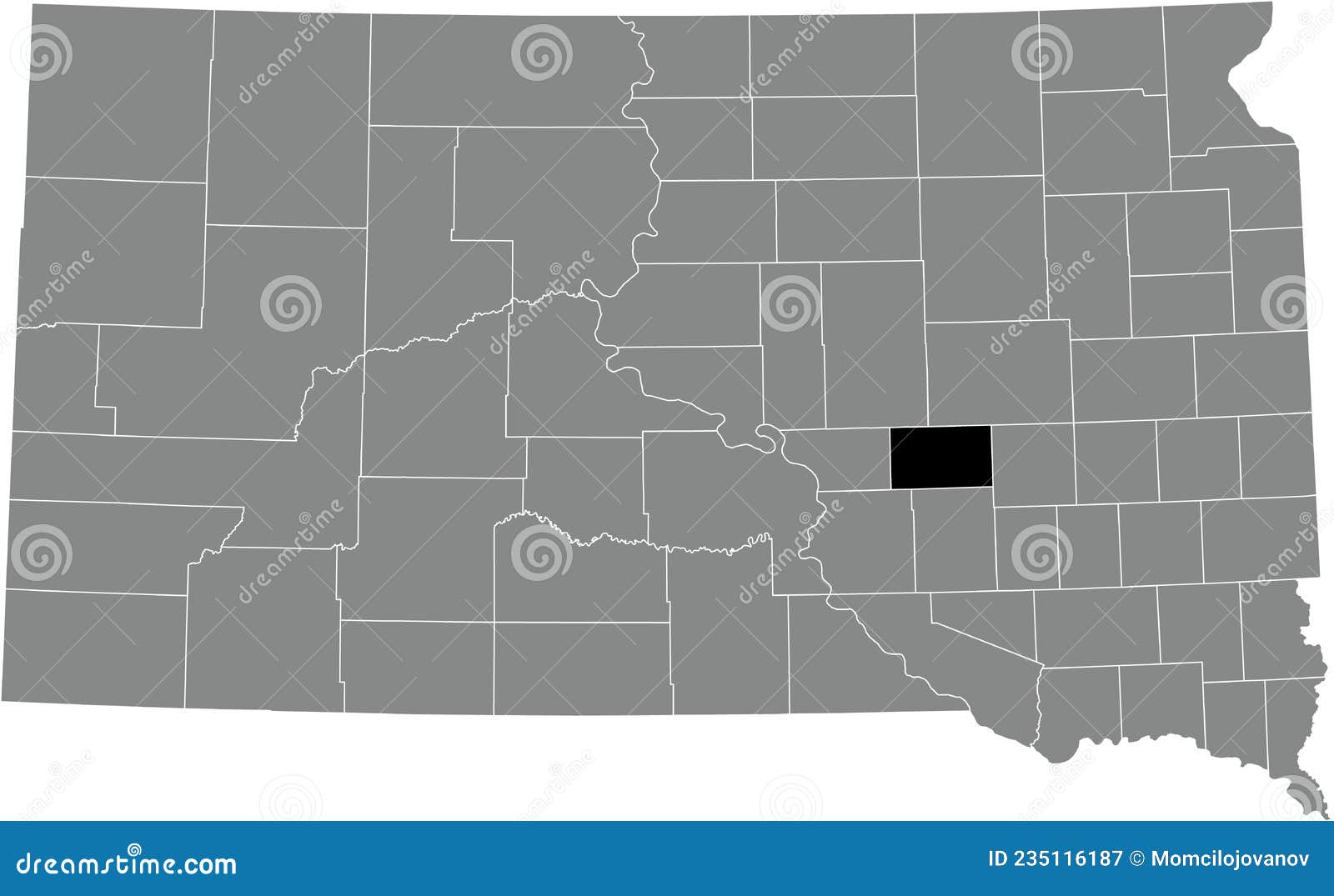 Location Map of the Jerauld County of South Dakota, USA Stock Vector