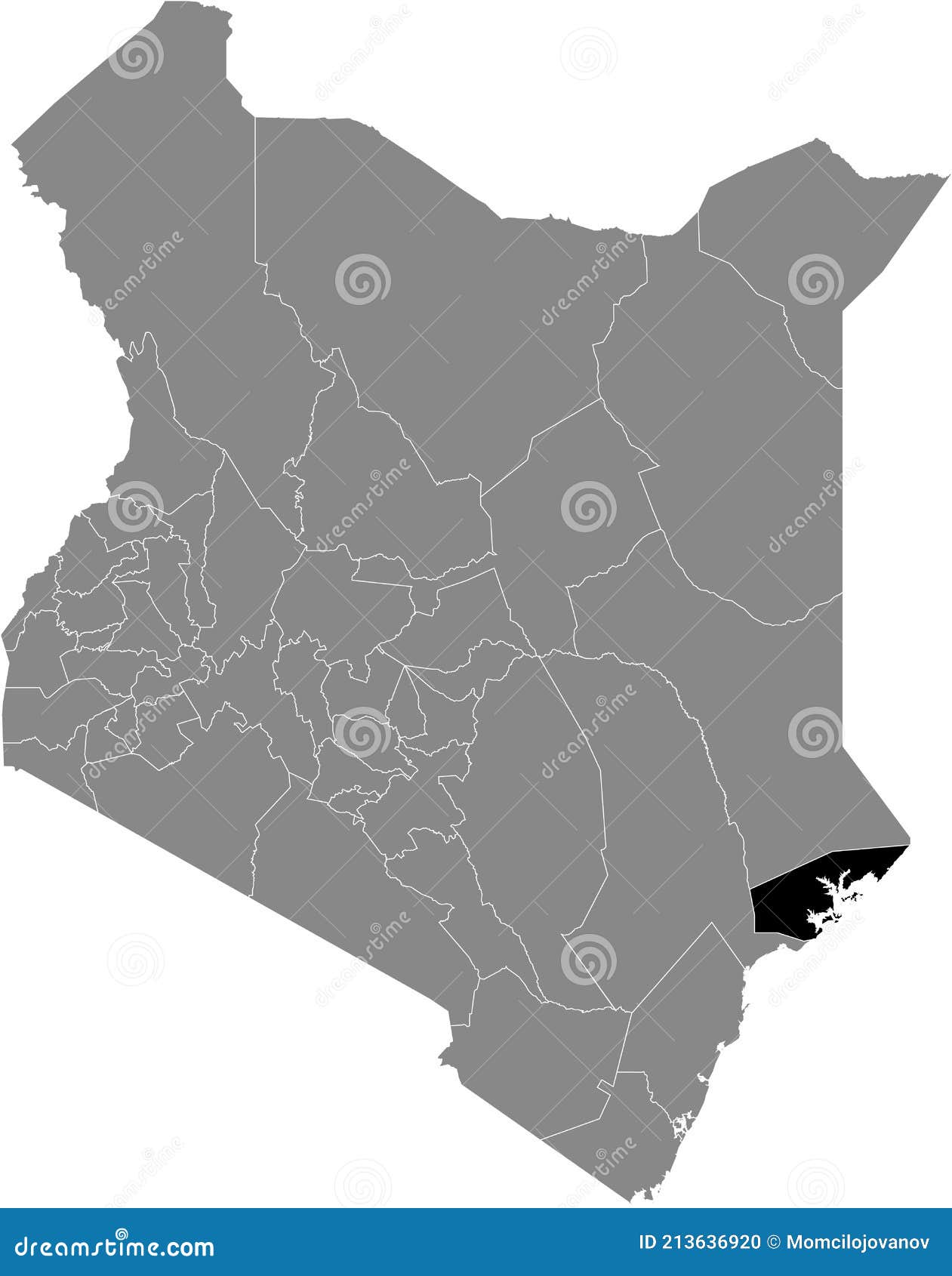 Location Map Lamu County Kenya Black Highlighted Kenyan Inside Gray Republic 213636920 