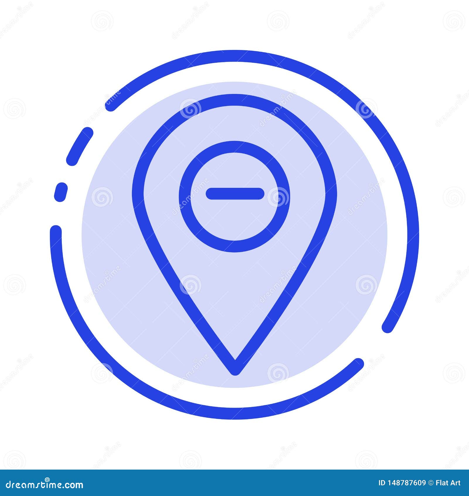 Location, Map, Marker, Pin Blue Dotted Line Line Icon Stock Vector Illustration of element