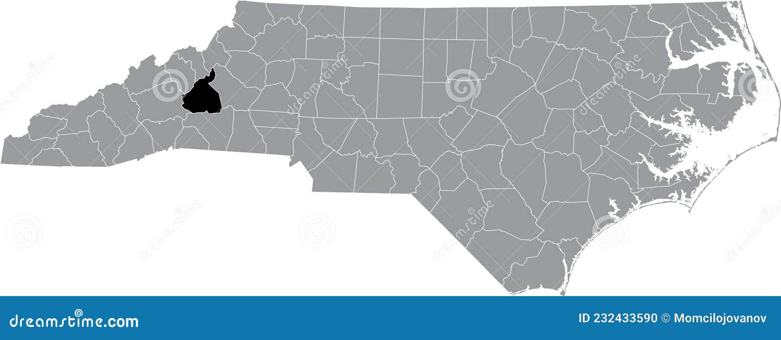 Location Map of the McDowell County of North Carolina, USA Stock Vector