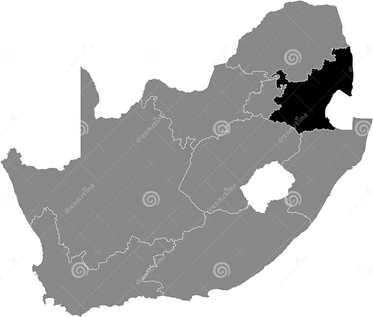 Location Map of the Mpumalanga Province of South Africa Stock Vector
