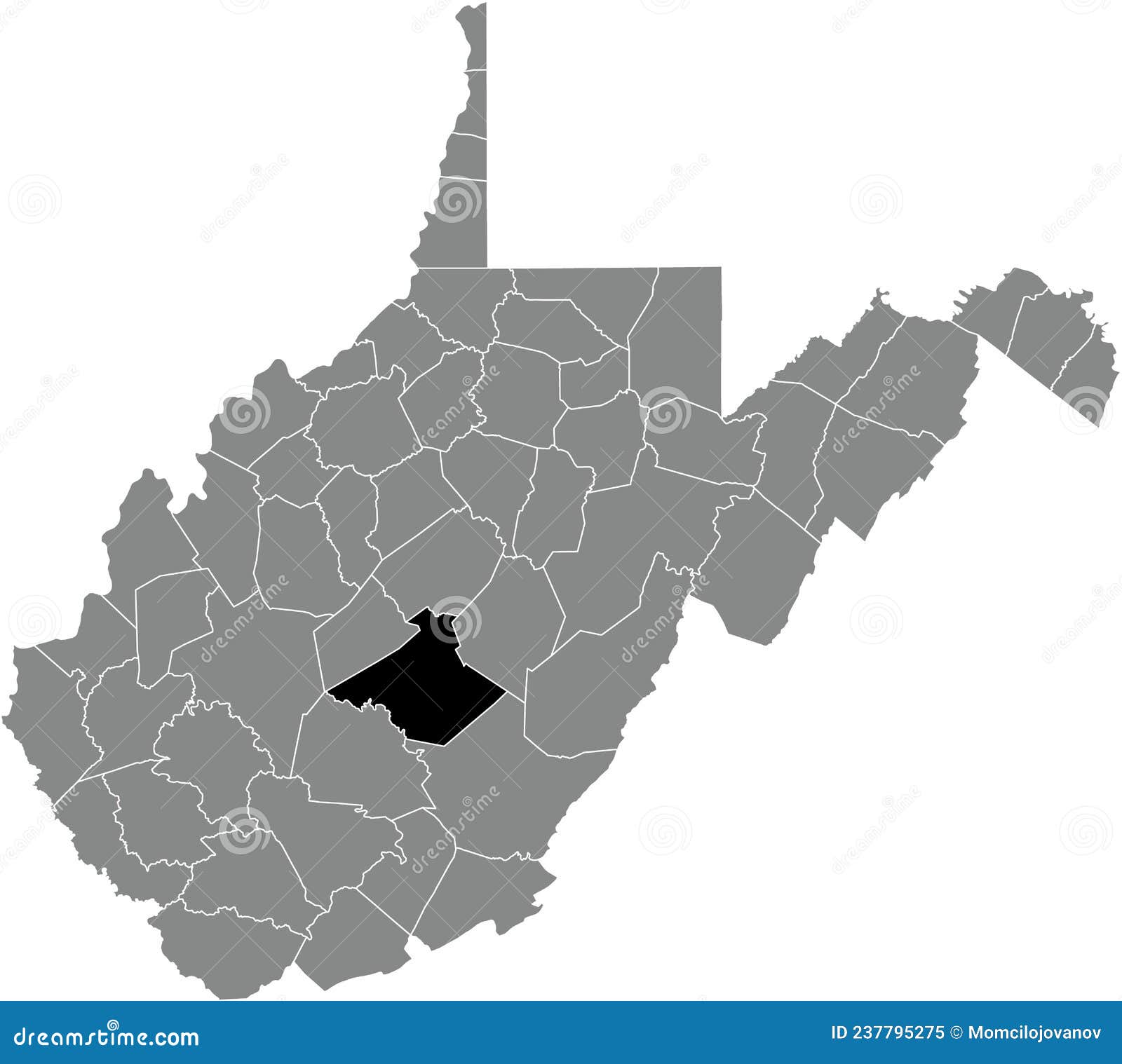 Nicholas County West Virginia Mugshot Zone Location Map of the Nicholas County of West Virginia, USA Stock Vector