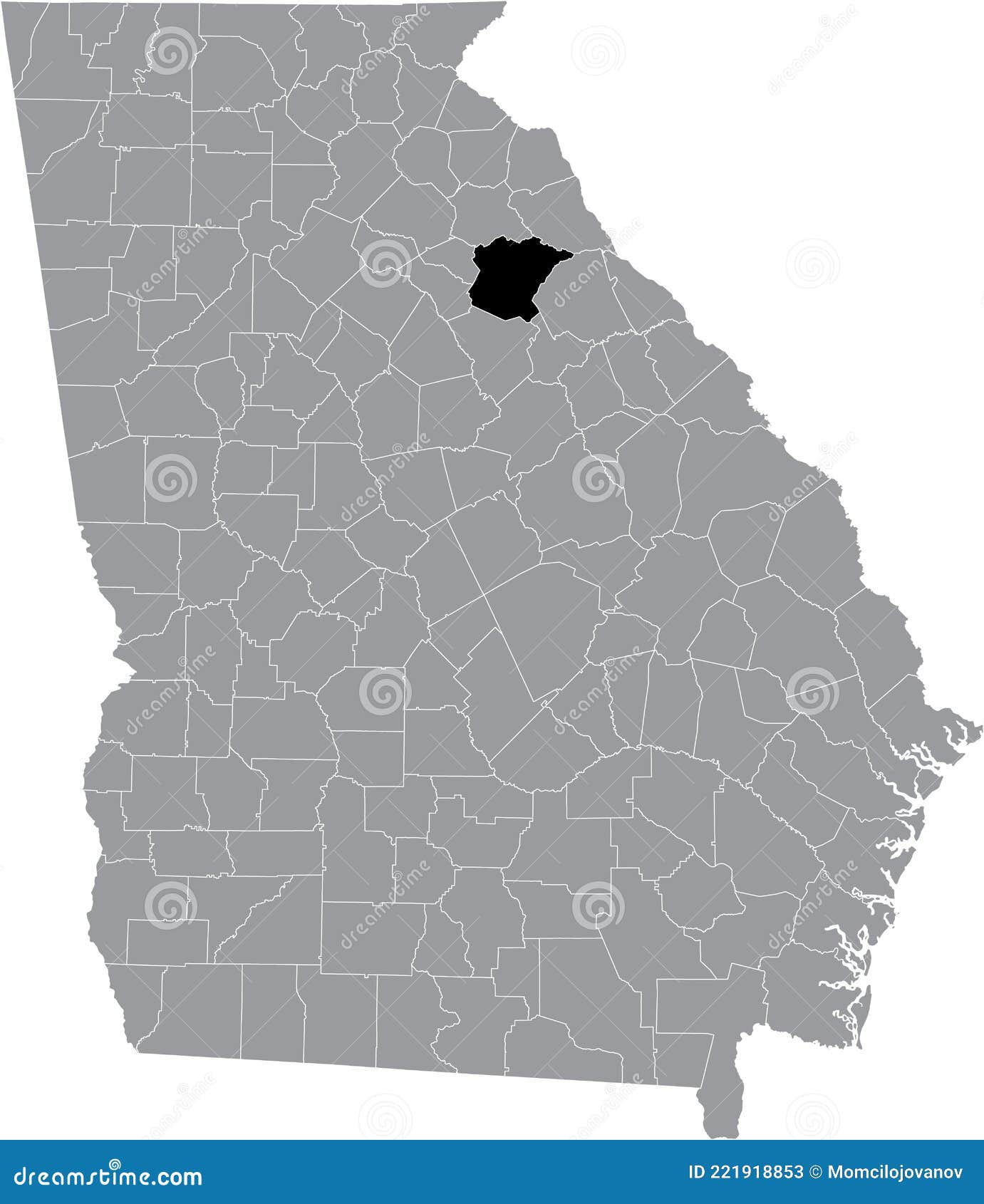 Location Map of the Oglethorpe County of USA Stock Vector