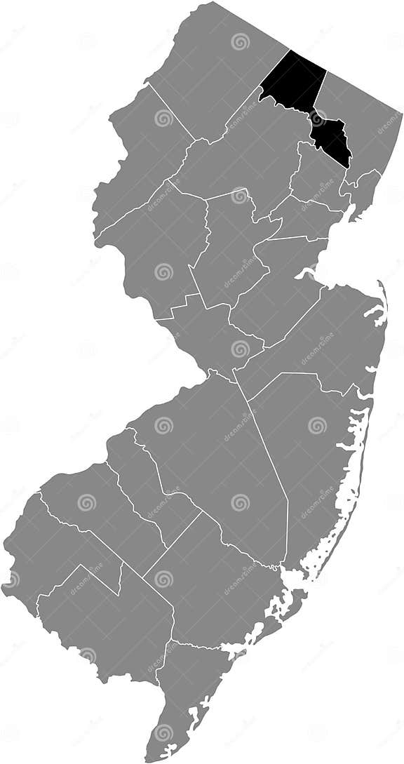 Location Map of the Passaic County of New Jersey, USA Stock Vector