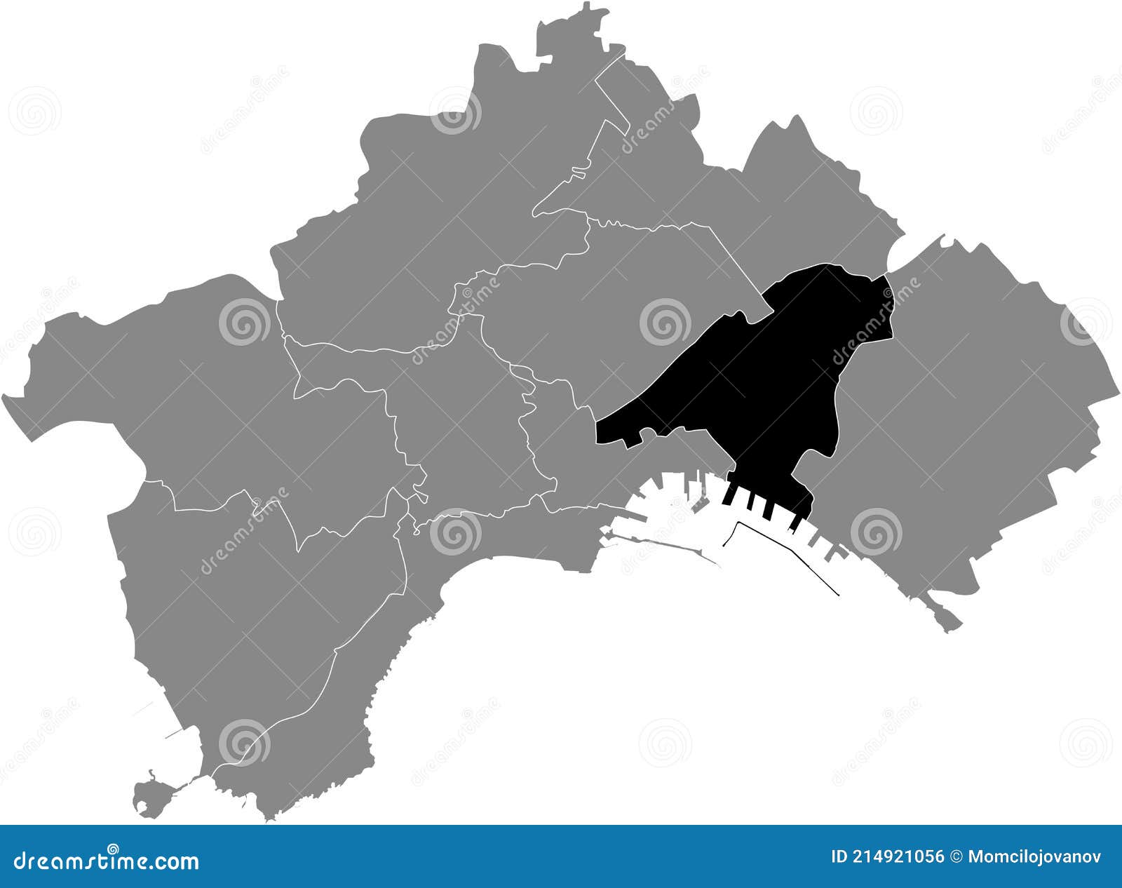 location map of the 4th municipality poggioreale, san lorenzo, vicaria, zona industriale of naples, italy