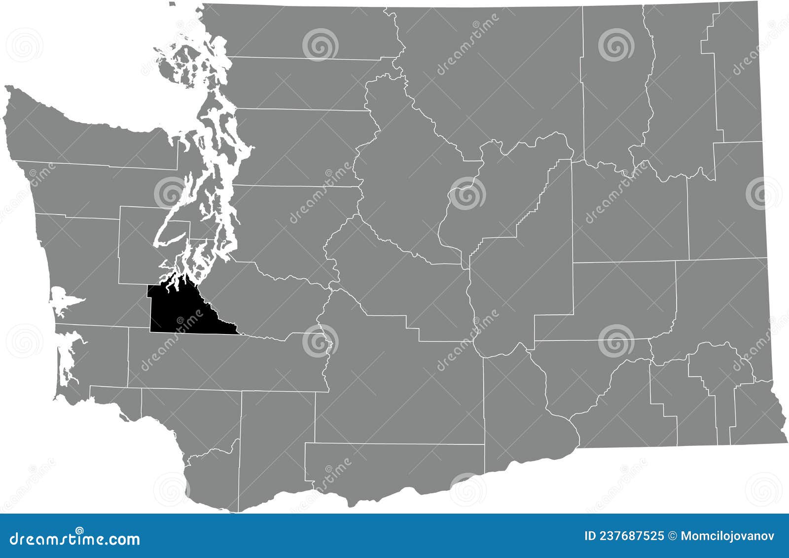 Location Map of the Thurston County of Washington, USA Stock Vector