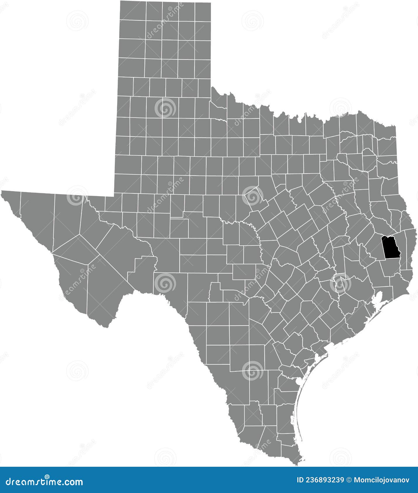 Location Map Of The Tyler County Of Texas Usa Stock Vector