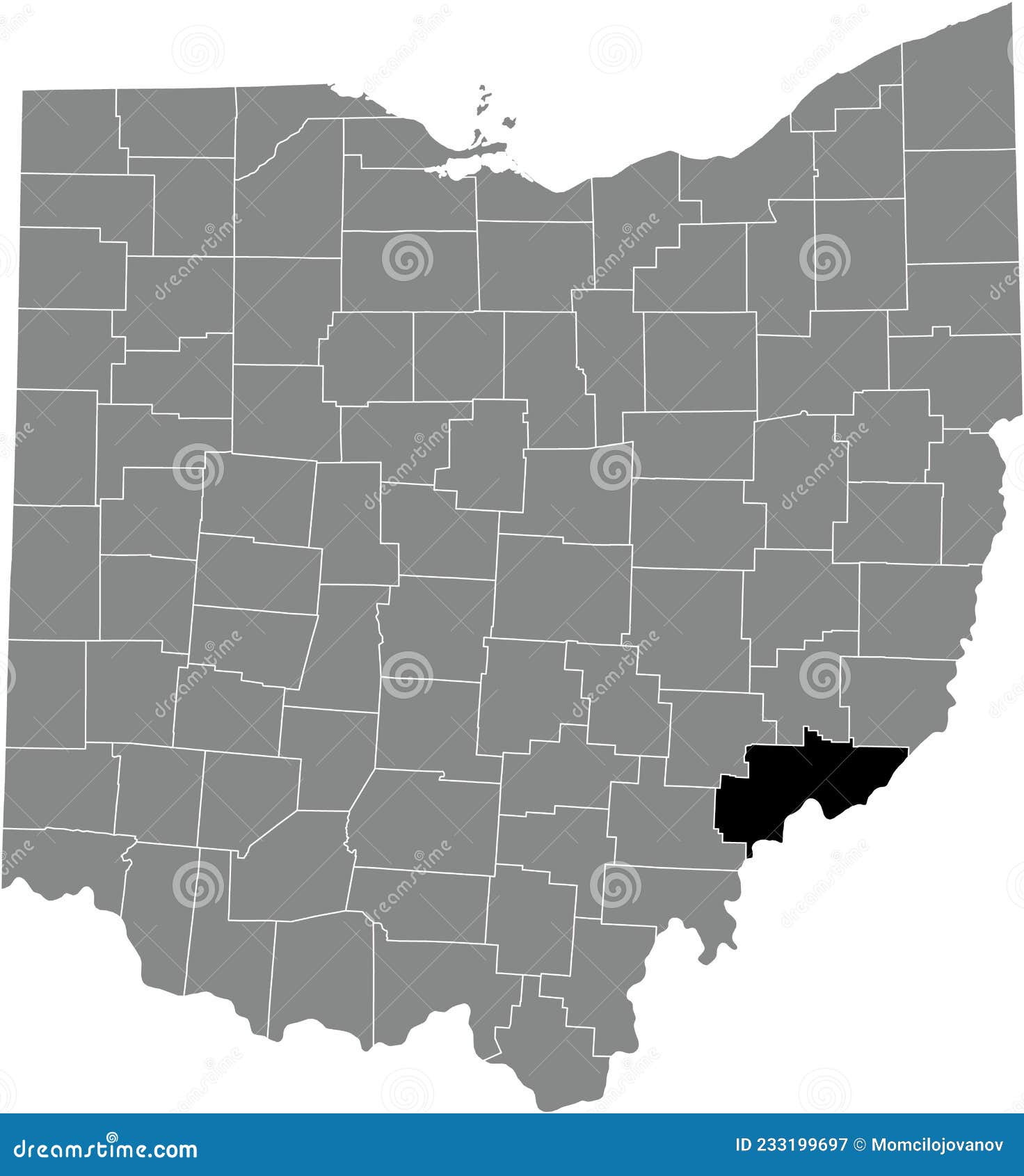 Location Map of Washington County, Ohio