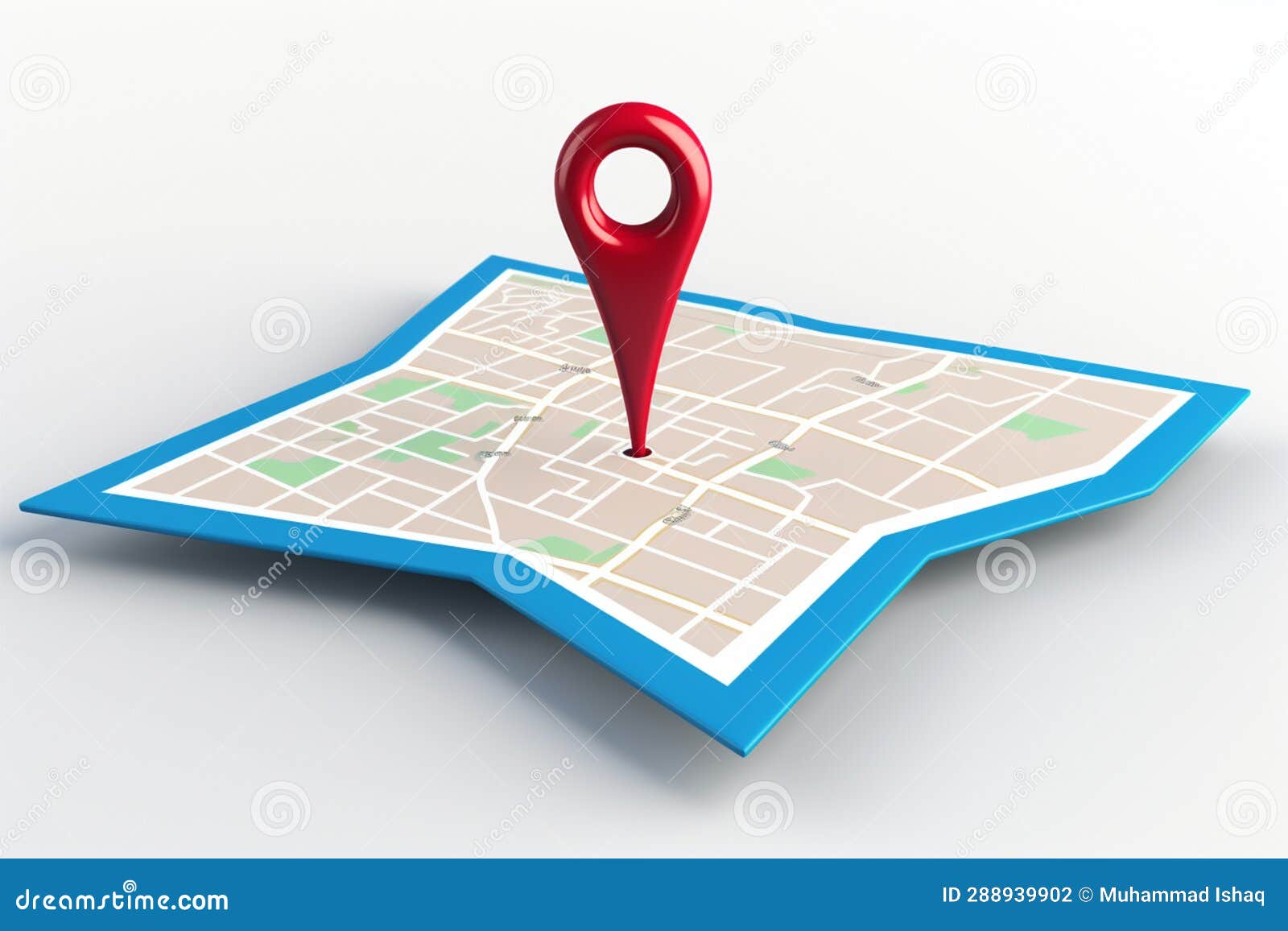 Location Marked. 3D Map Pointer on White Signifies Specific Spot Stock