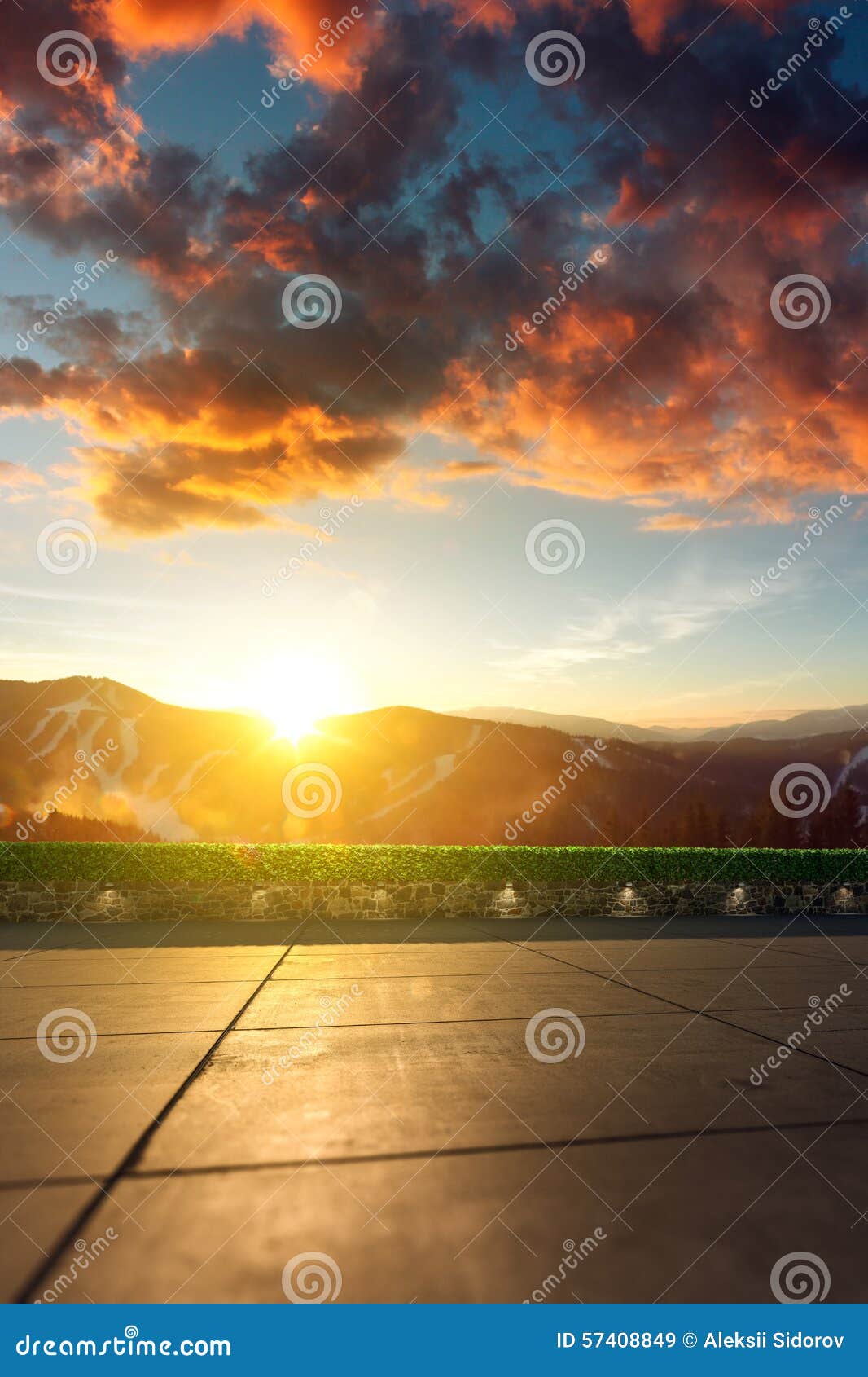 Location With Mountain Scenery In The Background Stock