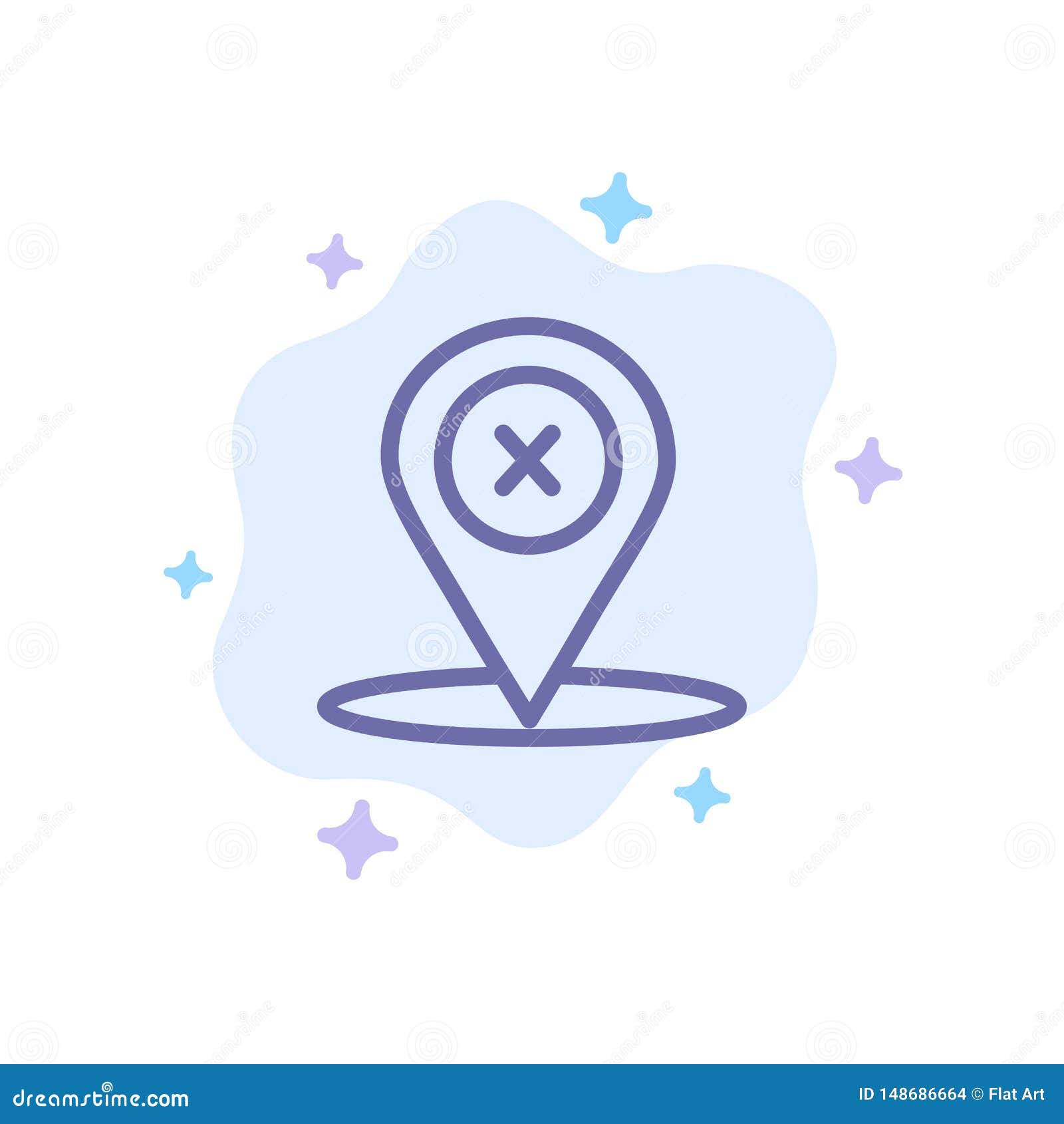 Location, Navigation, Place, Delete Blue Icon on Abstract Cloud
