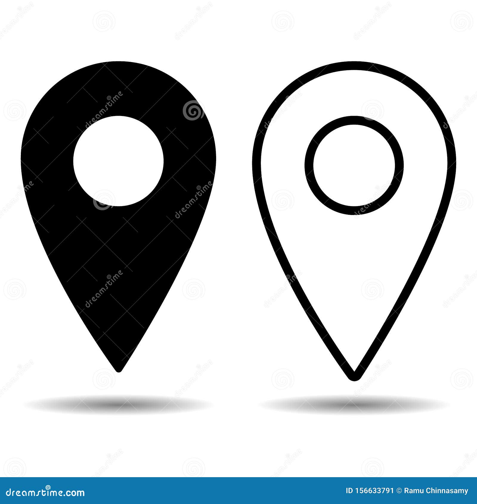Map Pin Icon For Design Blank White And Black Backgrounds Line