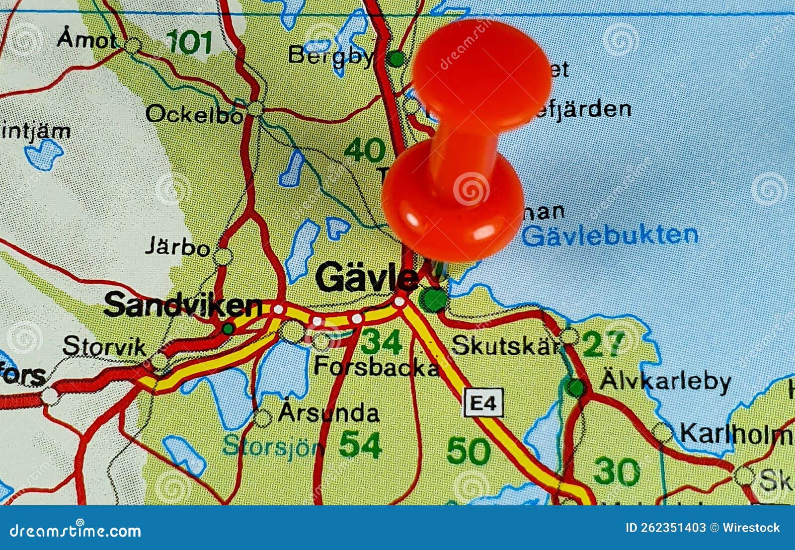 Location Pinned on the Map of Gavle City in Sweden Stock Image Image