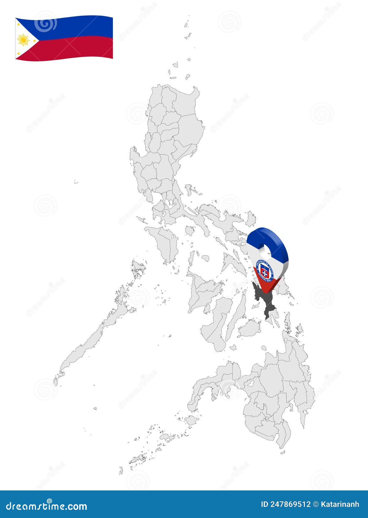Location Province Of Leyte On Map Philippines. 3d Location Sign Of ...