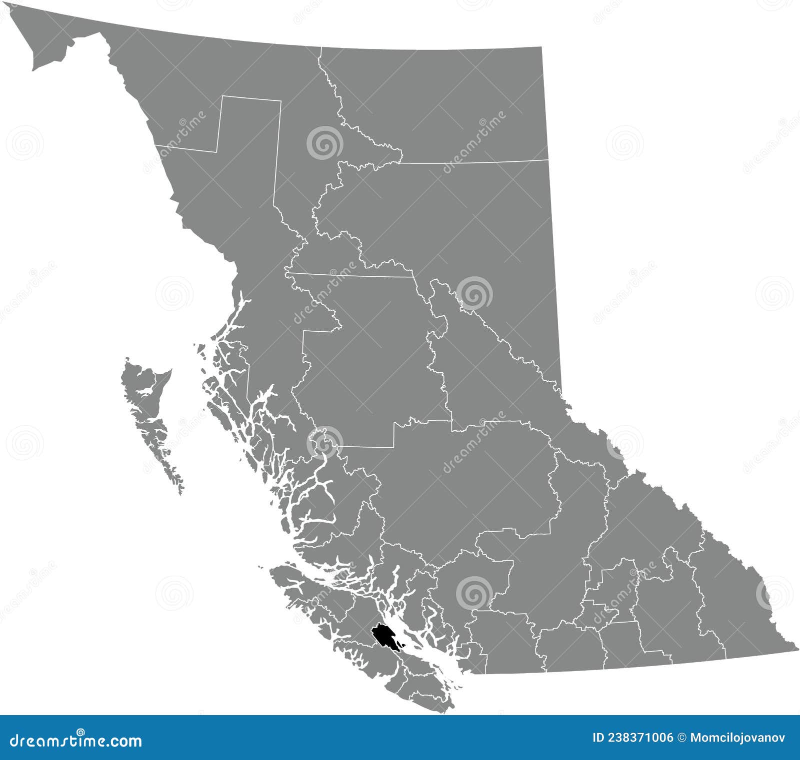 Locator Map of the COMOX VALLEY Regional District Stock Vector