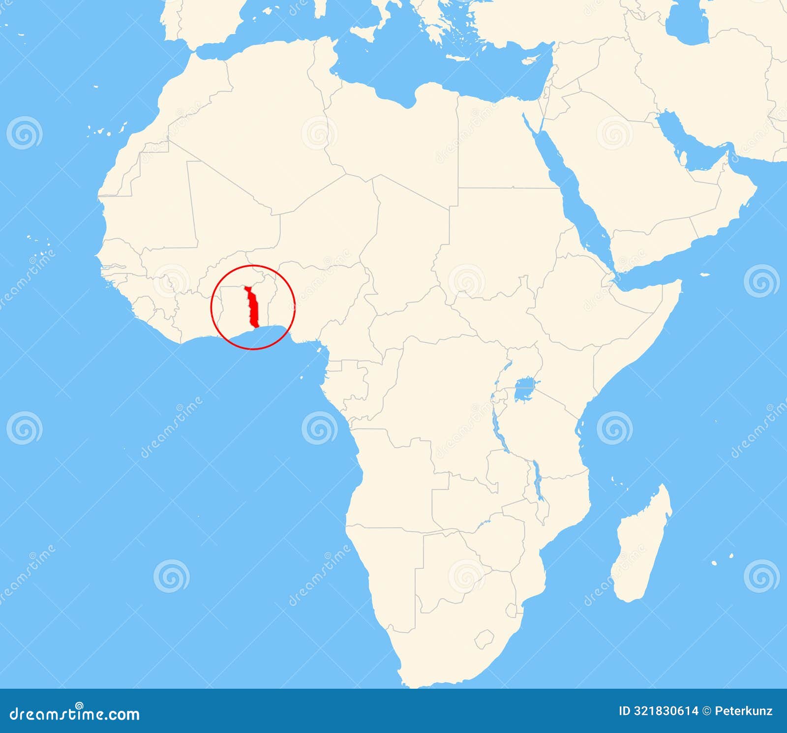 Locator Map Showing the Location of Togo Stock Vector Illustration of