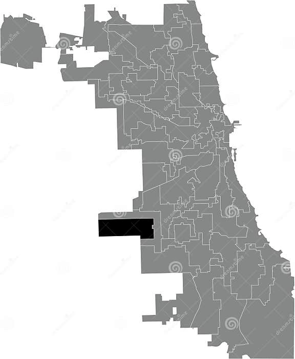 Locator Map of the WARD 13, CHICAGO CITY COUNCIL Stock Vector Illustration of direction