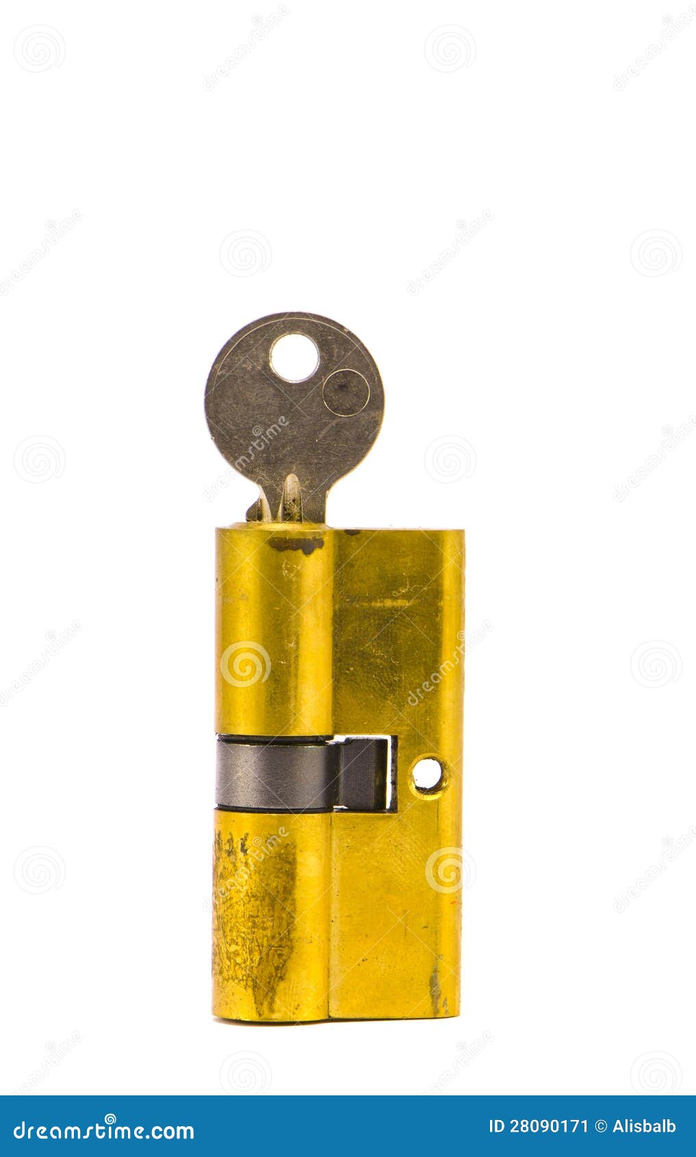 Lock Brass Cartridge Cylinder with Key Stock Image Image of brass