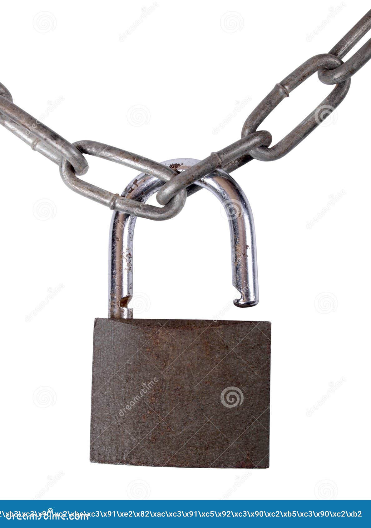 Premium Photo  Rare padlock and chrome chain on a white background