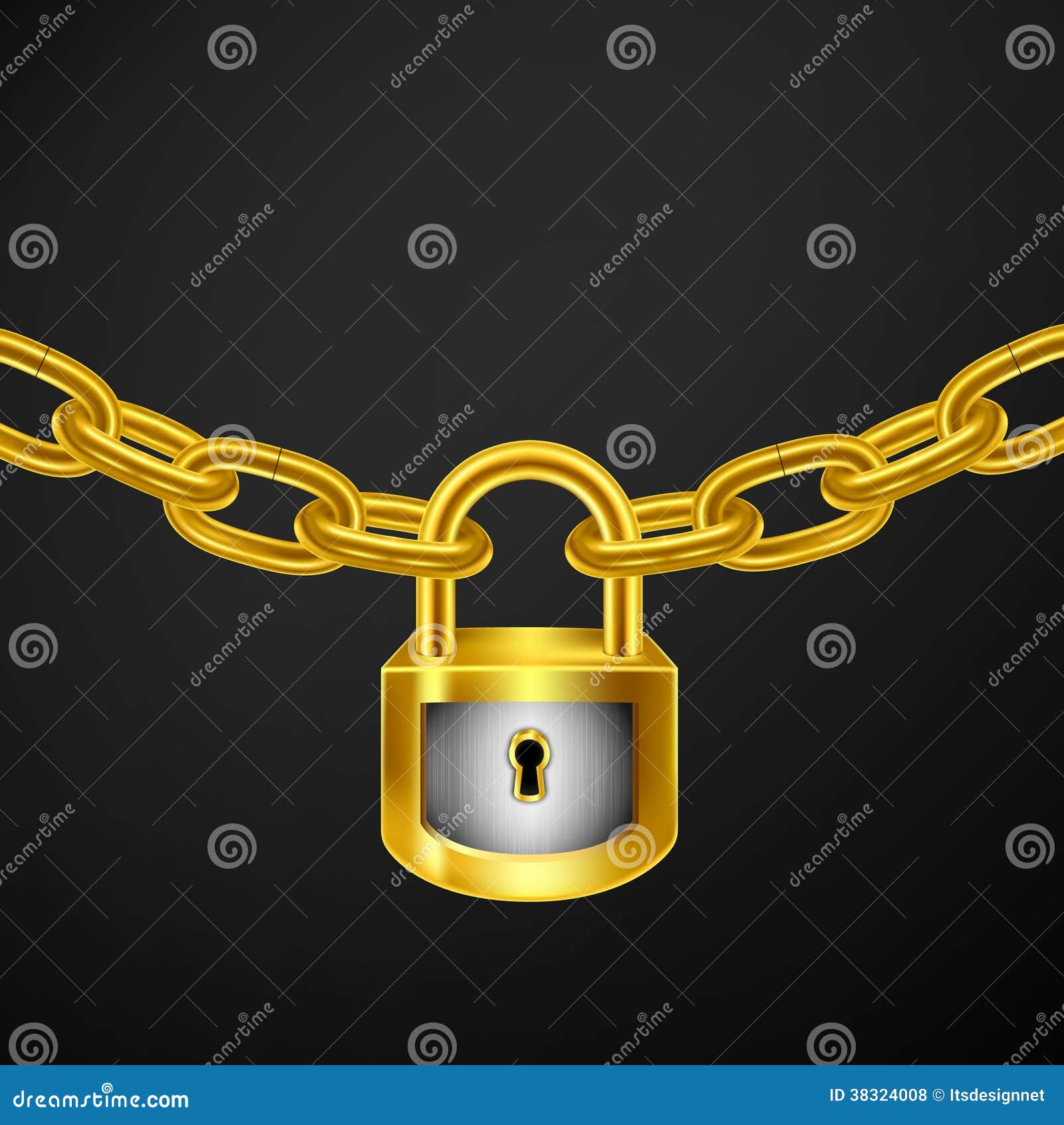 Lock chain gold, Stock vector