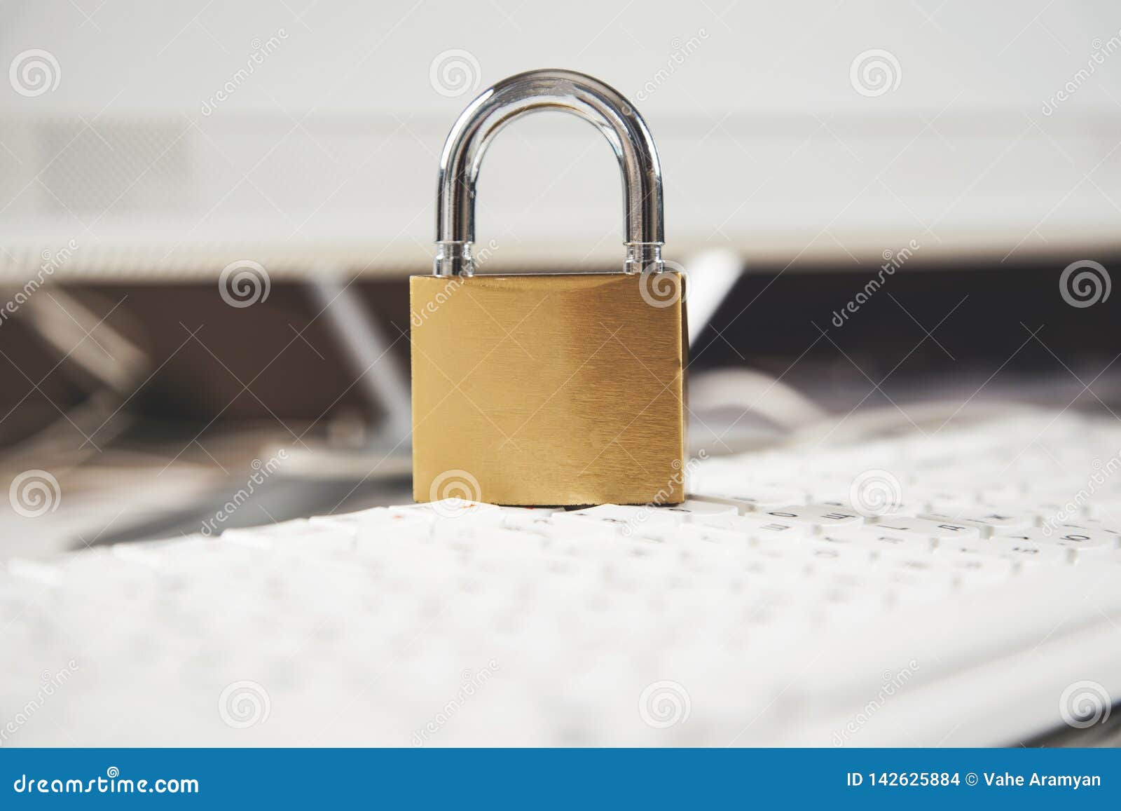 Lock on keyboard stock photo. Image of equipment, safety 142625884