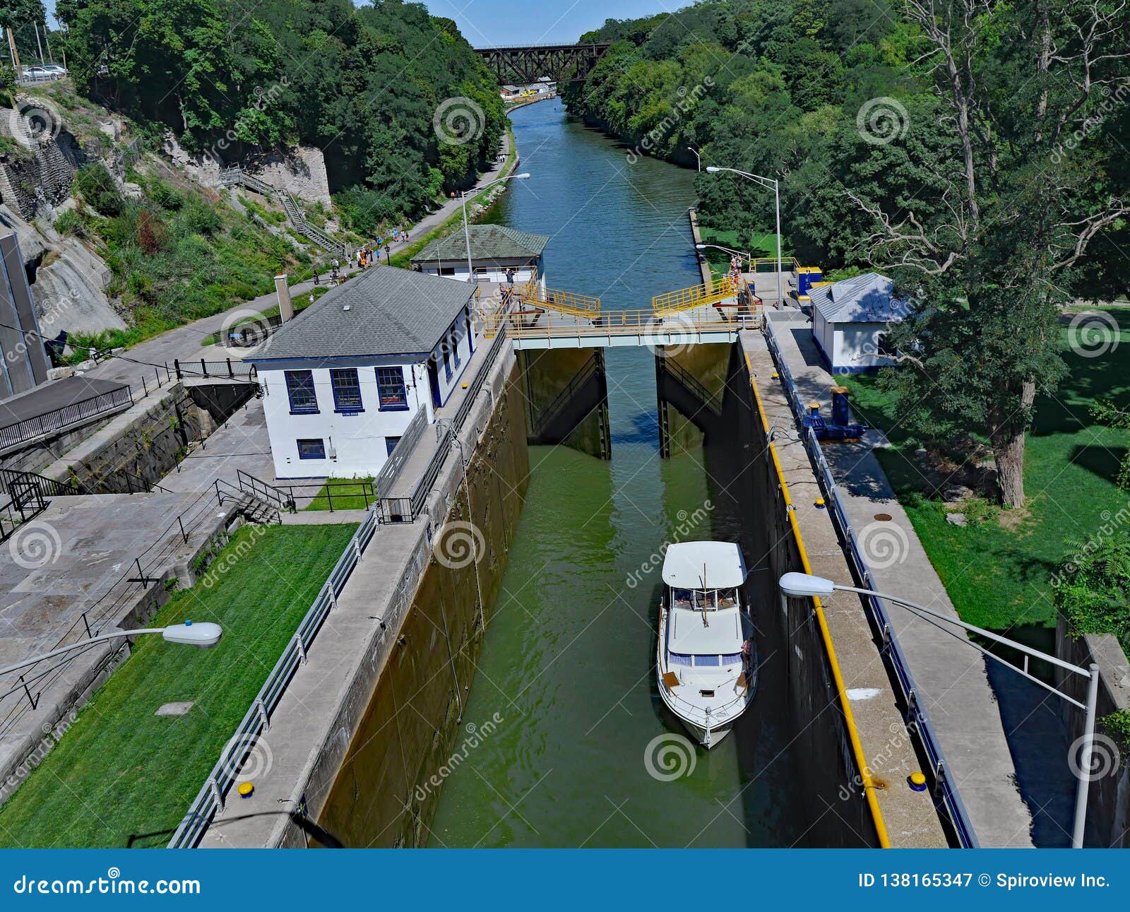 lock gate with boat on the erie canal
