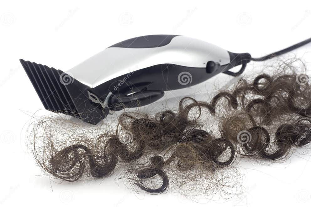 Lock of hair with clipper stock image. Image of blade 3945059