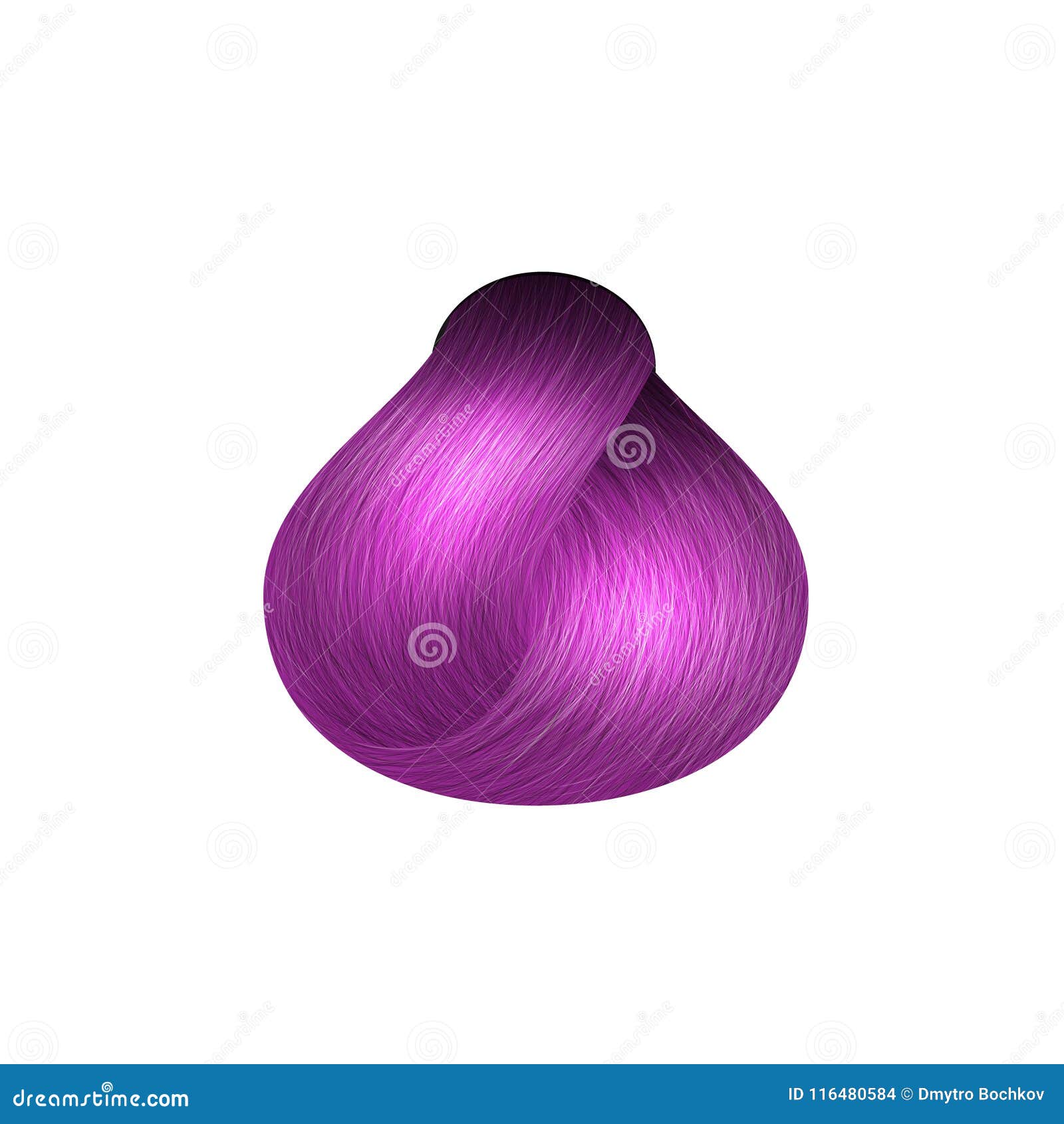 Lock Of Hair Isolated On White Background A Sample Of Hair Dye