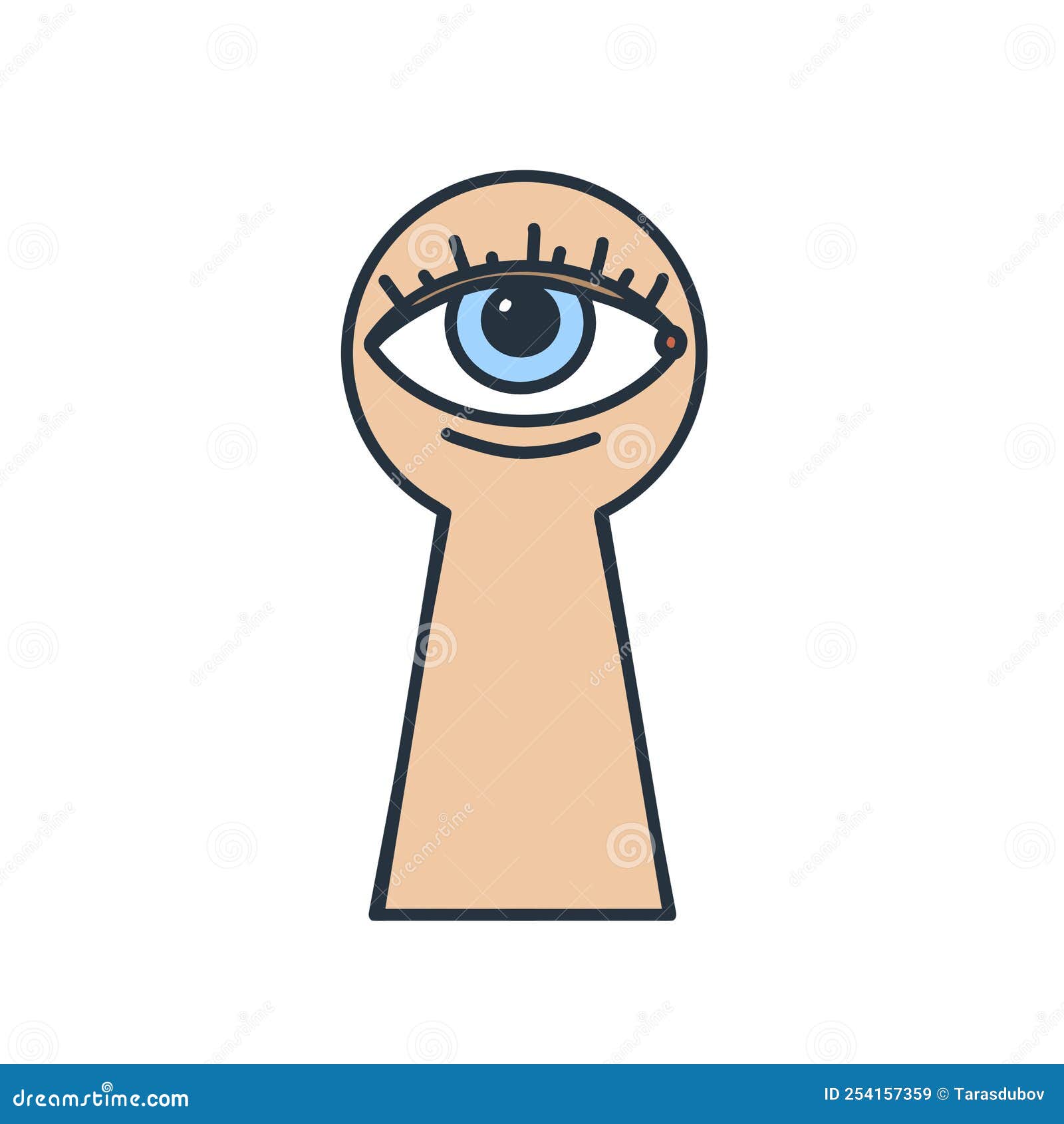Lock Hole with Eye. Observation through Keyhole. Concept of Espionage