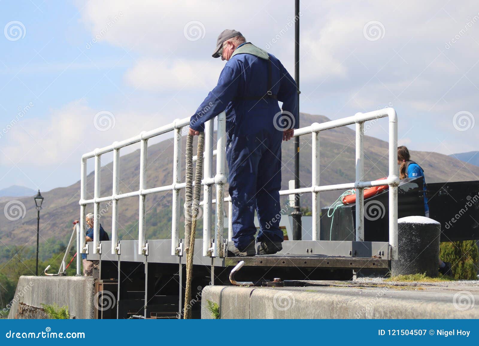 Lock Keeper on Lock Walkway Editorial Photography Image of gate, rope