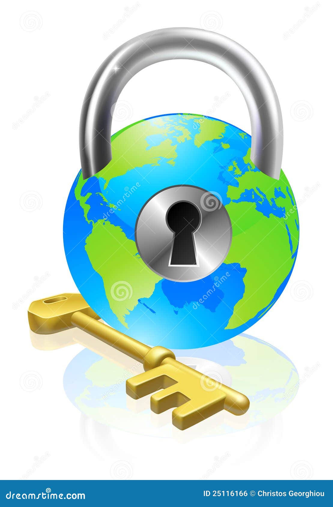 Lock and Key Globe stock vector. Illustration of protection - 25116166
