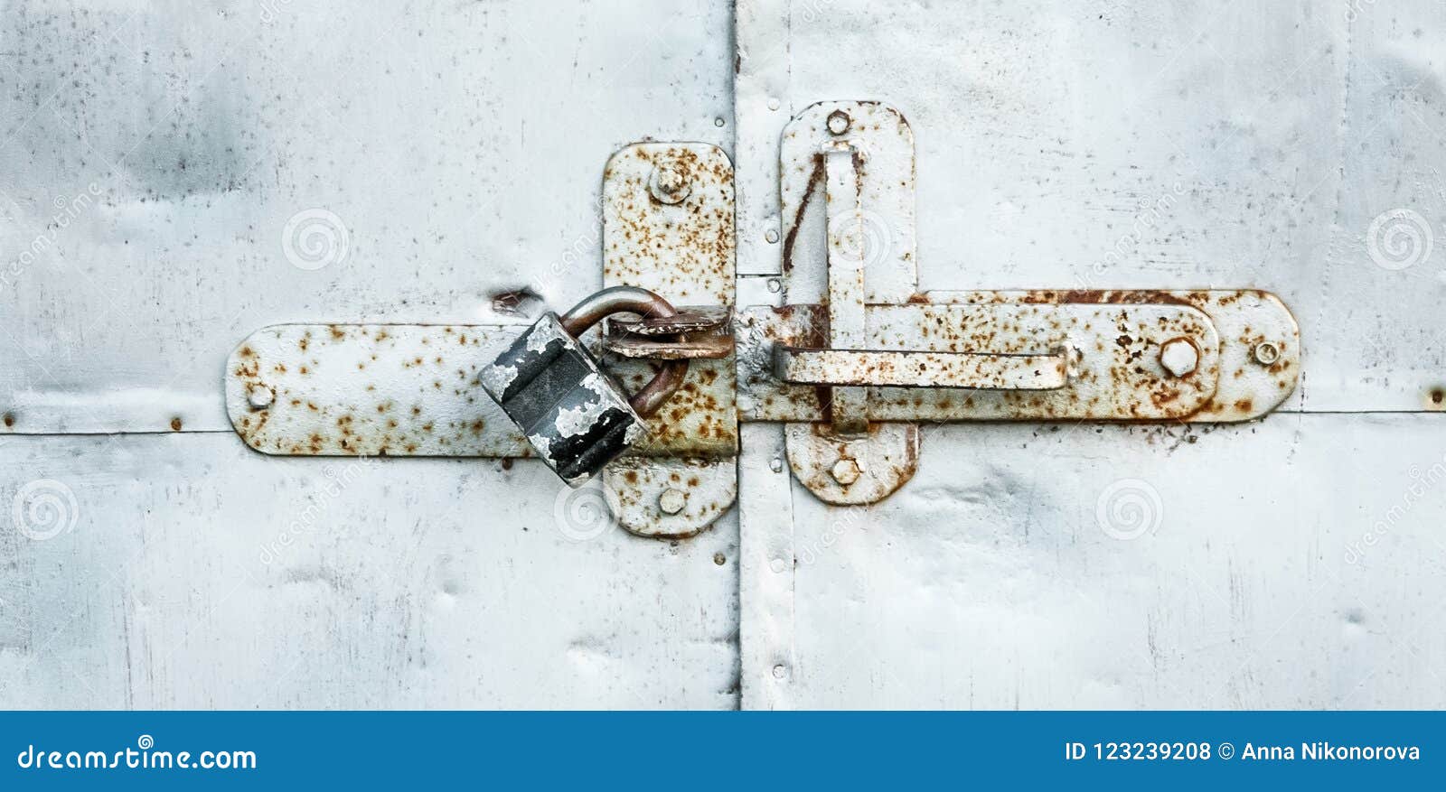 Lock on a Metal Door, the Concept of Protection and Security Stock